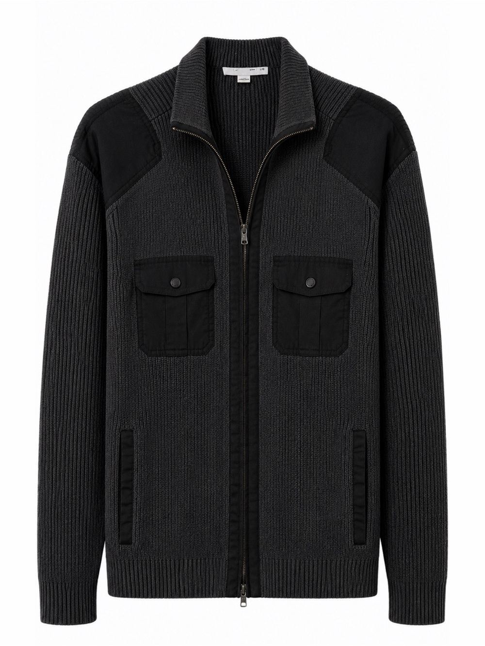 Calvin Klein Military Utility Zip Sweater Jacket Charcoal Gray Mens L